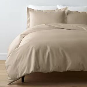 New Queen 100% Cotton Percale Duvet Cover The Company Store- Cocoa 90x96